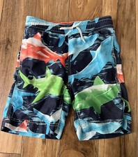 GAP Boy's Blue Shark Print Swim Trunks - Small 6/7 Drawstring