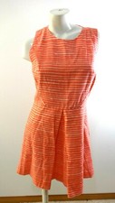 GAP WOMEN'S CORAL PINK AND WHITE STRIPED SLEEVELESS DRESS SIZE 10