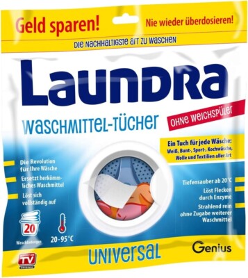 4 Pak. a' 20 Tücher  Genius Laundra / Waschmitteltücher ohne Weichspüler