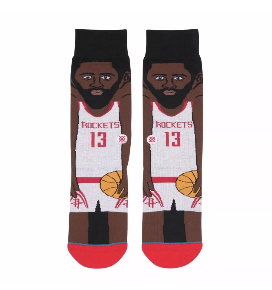 STANCE x JAMES HARDEN HOUSTON ROCKETS CARTOON SOCKS THE BEARD sz L 9 - 12 - Image 2 of 4