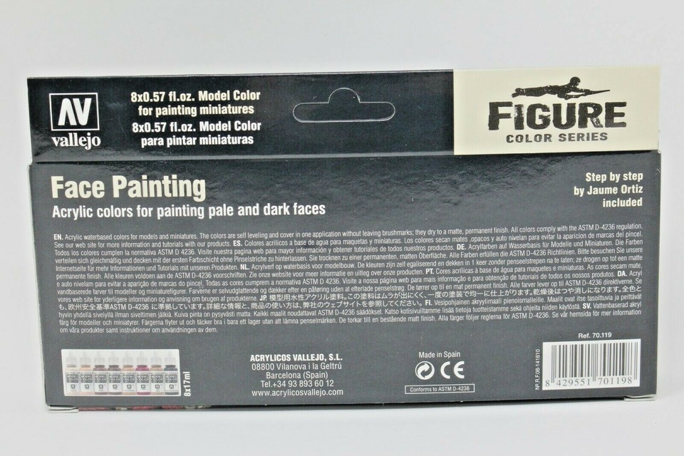 Set Peinture Acrylique Vallejo Pour Figurines - Peinture Faciale VAL70119 | Fabriqué En Espagne