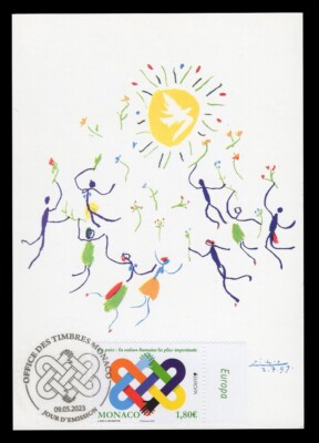 MONACO 2023 Carte Maximum EUROPA - Paix valeur humaine importante Picasso peace
