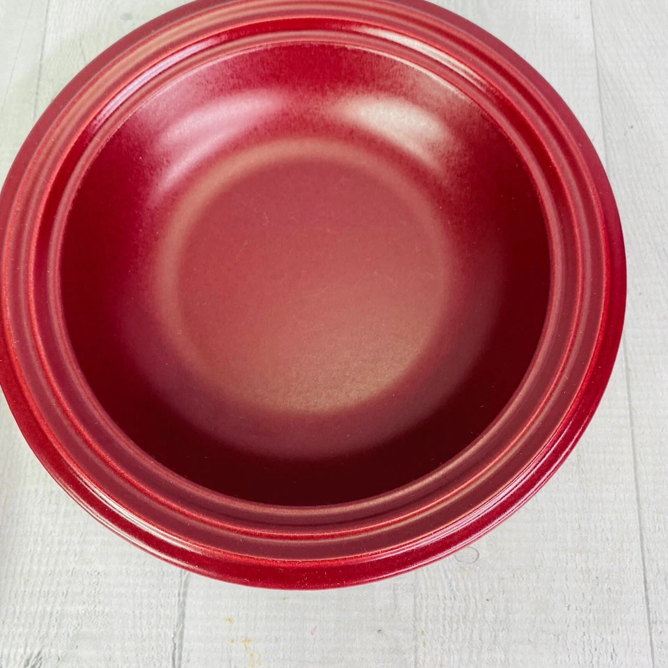 Pfaltzgraff TERRACE RASPBERRY  Embossed Rings Stoneware Rimmed Soup Bowls Set 4 - Image 4 of 4