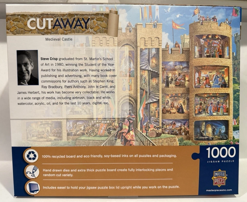 MasterPieces MEDIEVAL CASTLE 1000 EZ GRIP Large Piece Puzzle Steve Crisp Cutaway - Image 2 of 4
