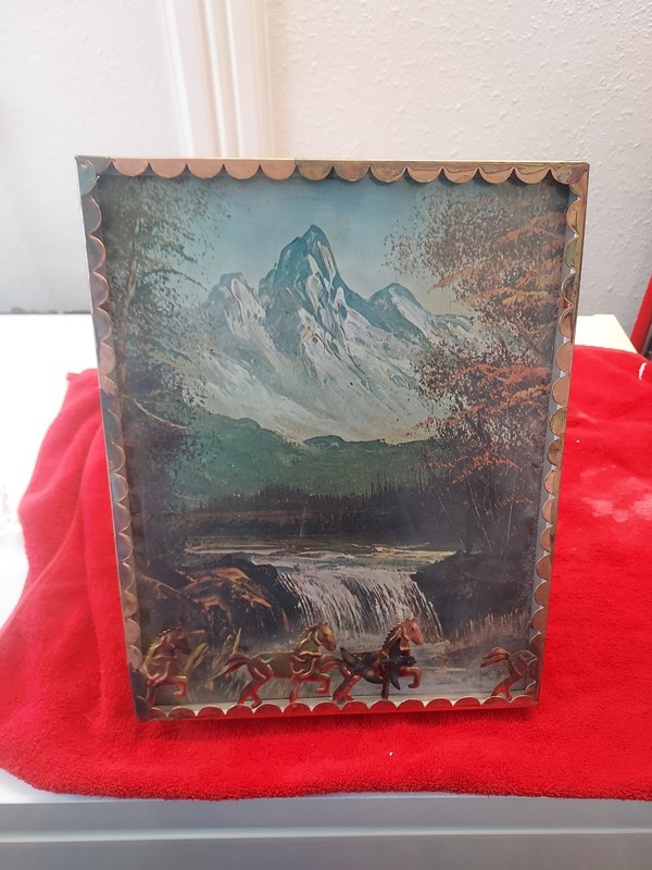 Vintage 3D Musical Picture Wind-Up Plays "Edelweiss"! Works!