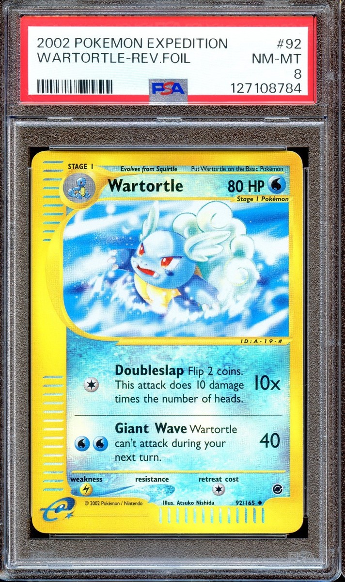 PSA 8 Wartortle 92/165 Reverse Foil Expedition E Series 2002