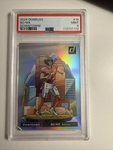 2024 Panini Donruss - Downtown! Bo Nix #19 (RC) PSA 9