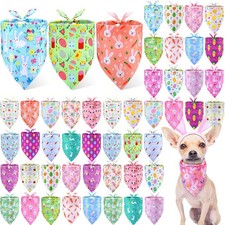 50 Pcs Easter Dog Bandanas Bulk Bunny Dog Bandanas for Dogs Triangle Kerchief...