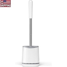 Elegant Toilet Brush Holder W/ Drainage System Ergonomic Handle Compact Design