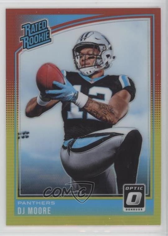 2018 Donruss Optic Rated Rookie Red & Yellow Prizm DJ Moore #166 Rookie RC w5b