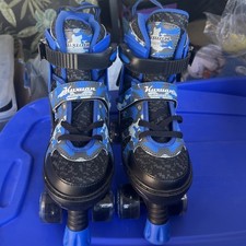 Kuxuan Kids Roller Skates Black White Camo, White Light Up Wheels, Large