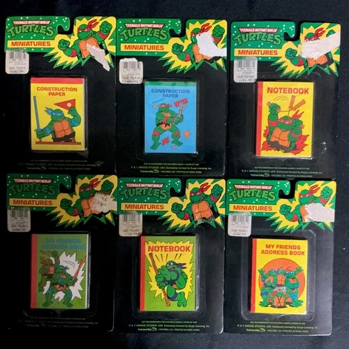 Vintage TMNT Teenage Mutant Ninja Turtles Miniatures Address Book Notebook Lot 6