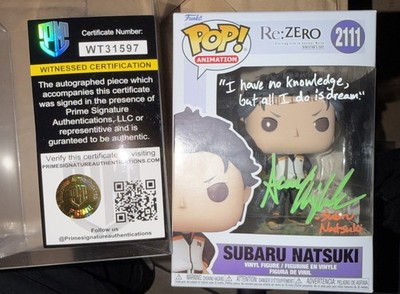 RE:Zero Anime Subaru Natsuki #2111 Signed Sean Chiplock Funko Pop