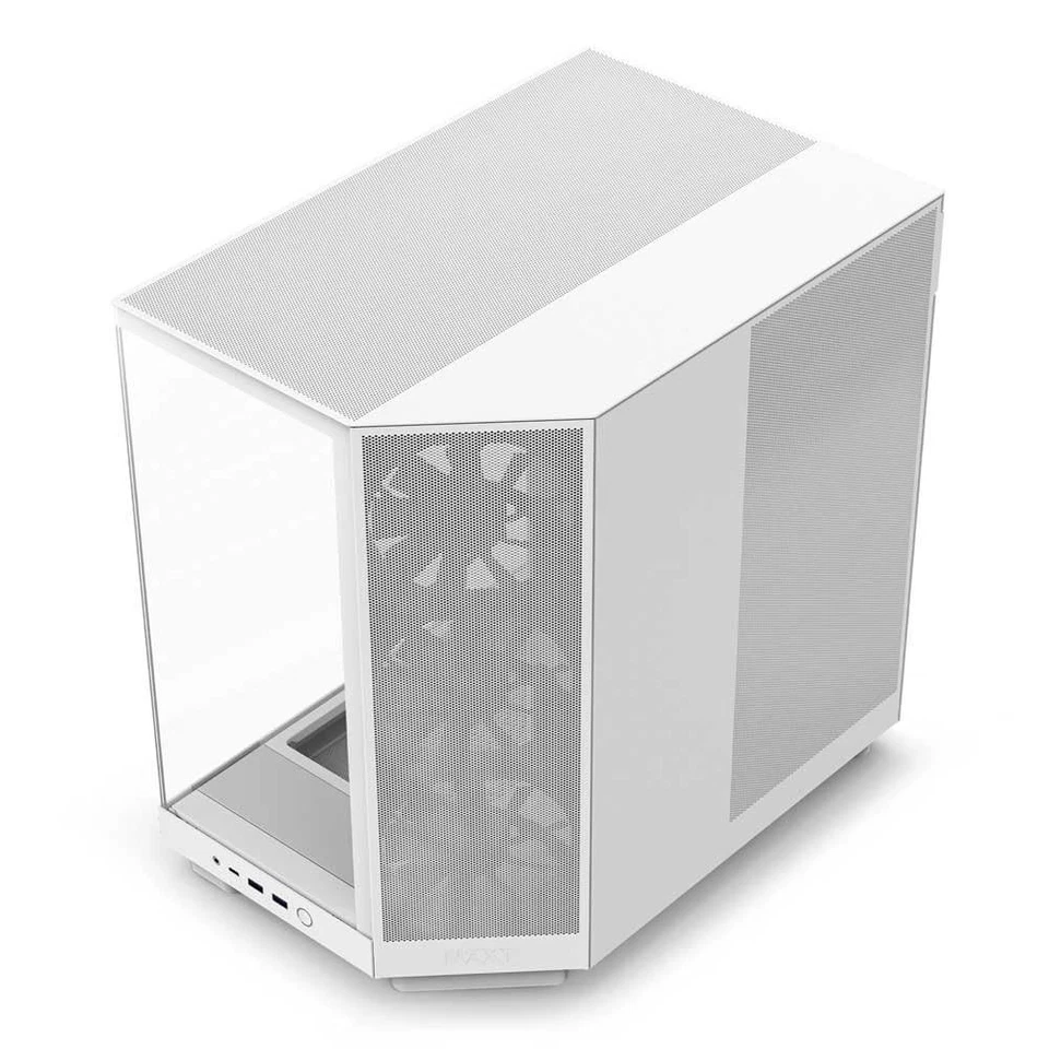 NZXT H6 Flow Mid Tower PC Case White Dual-Chamber ATX Gaming w/ Tempered Glass - Image 2 of 4