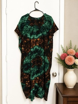 Handmade African Dera Kaftan Kenyan Dress Tie Dye One Size Multi Color