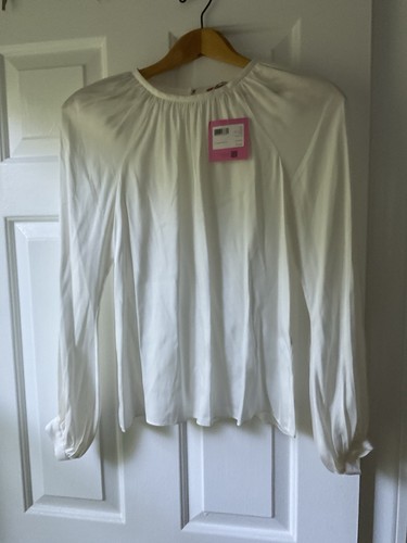 Kate Spade silk Long Sleeve Drop Shoulder top blouse Button Small New With Tags