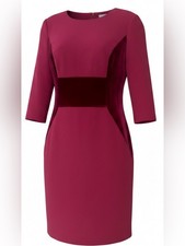Vince Camuto Size 8 Burgundy Velvet Waist Sheath Dress 3/4 Sleeve