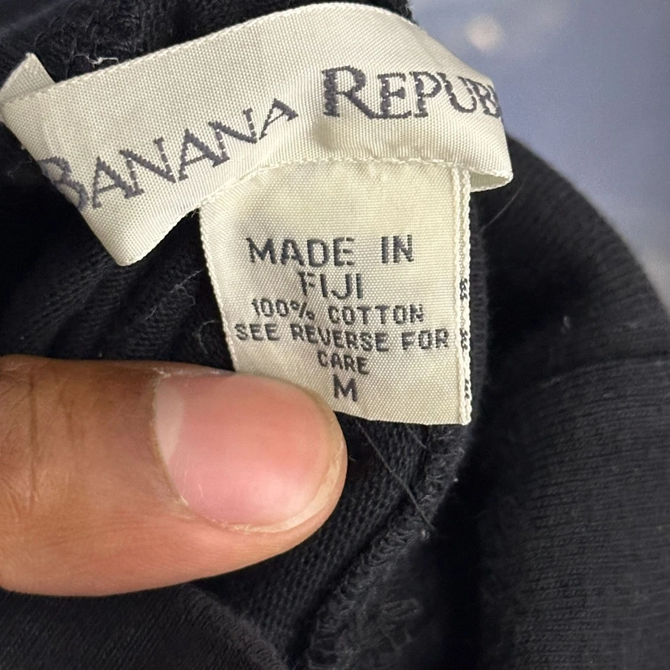 VTG Banana Republic 90s Turtleneck Shirts Black Men M Fiji Made Prep Long Sleeve - Image 4 of 4
