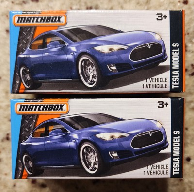 Matchbox Power Grabs TESLA MODEL S Blue Lot Of 2 Superfast MIB 2015 Rare Box