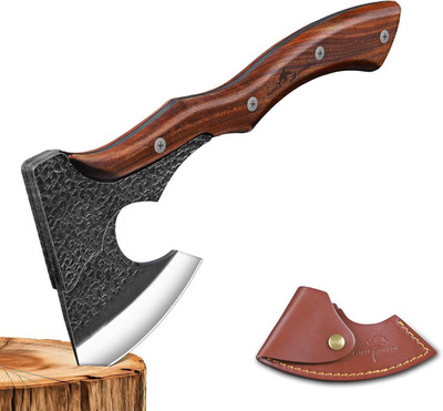 Camping Hatchet Axe with Sheath - 14'' Hand Forged Survival Hatchet for Wood Chop