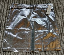Anthropologie NEW with Tag. Maeve Skirt Womens Sz 2 Silver Metallic Mini Belted