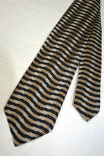 Neck Tie VTG Clip On 90s Wavy Jungle Pattern Tan Silver Gray 17x 2.75"