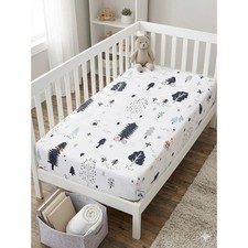 Lot of 2 Crate Barrel Kids Organic Cotton Crib Sheets Woodland Animal Forest