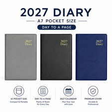 2027 Pocket Diary A7 Size Day to a Page Daily Planner Small Compact Organiser