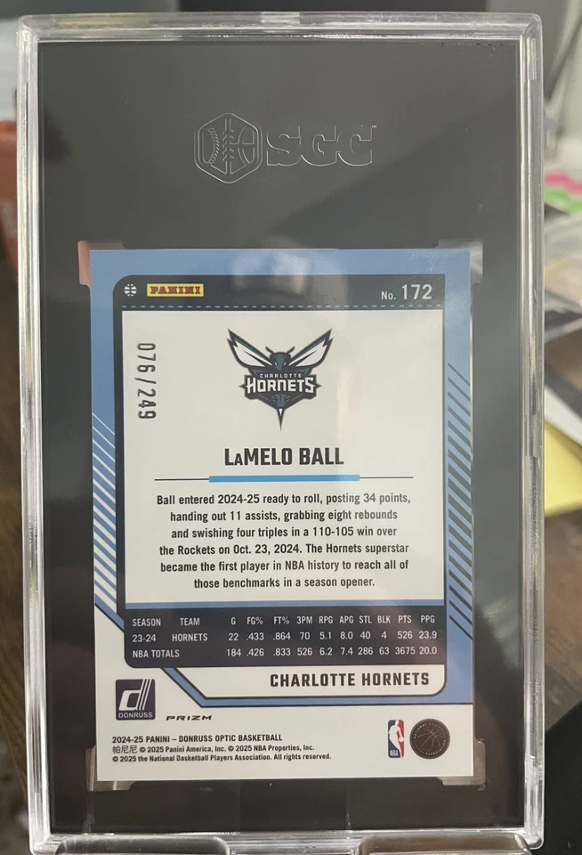 2024-25 Panini Donruss Optic LaMelo Ball #172 Green Hyper Prizm /249 📈 GMMT 10 - Image 3 of 3