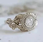 2Ct Art Deco Vintage Style Lab Created Diamond Engagement 14K White Gold FN Ring