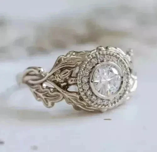 2Ct Art Deco Vintage Style Lab Created Diamond Engagement 14K White Gold FN Ring