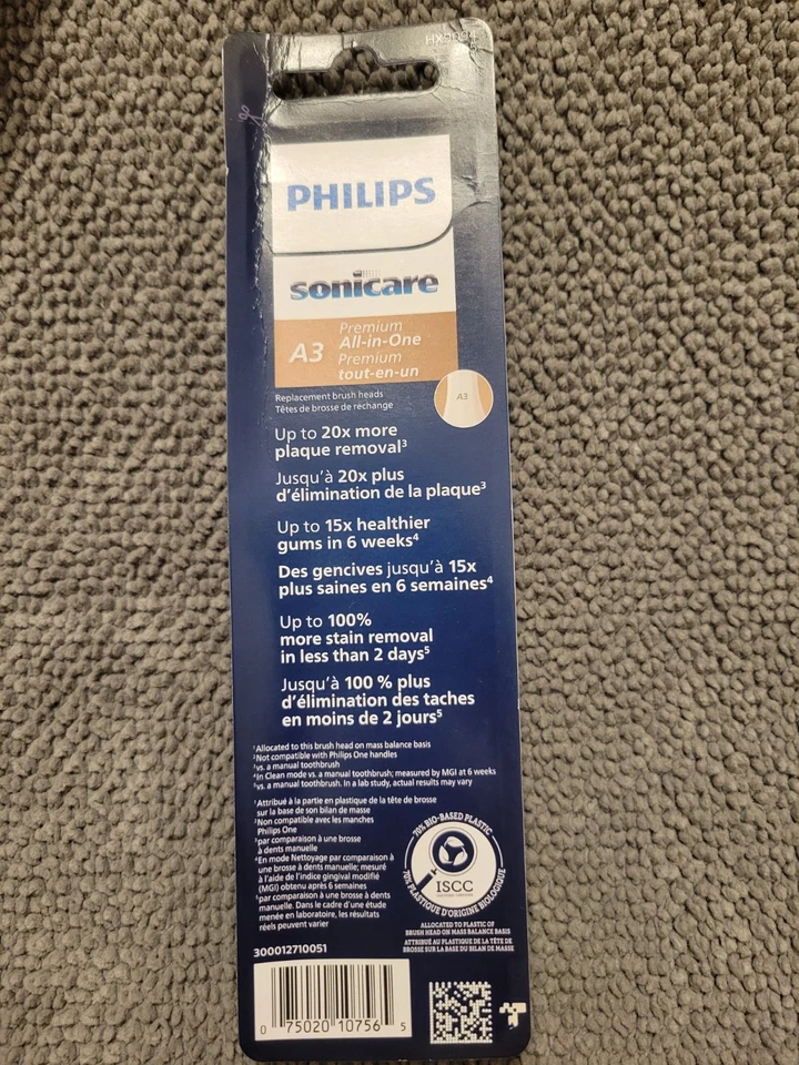 Cabezal de cepillo de dientes todo en uno Philips Sonicare A3. Pack de 4 Foto 2 de 2