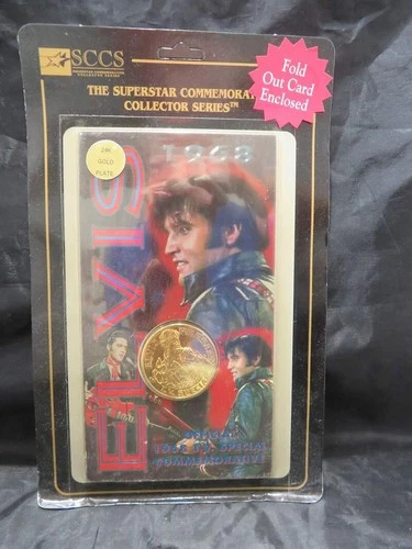Elvis Presley 24kt Gold Plate Commemorative Coin 1968 TV Special Liberty Mint