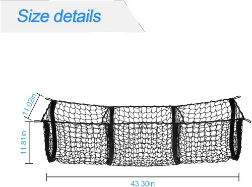 Truck Bed Cargo Net 3 Pocket Net for SUV Cargo Net for Pickup Truck Bed - Picture 2 of 9
