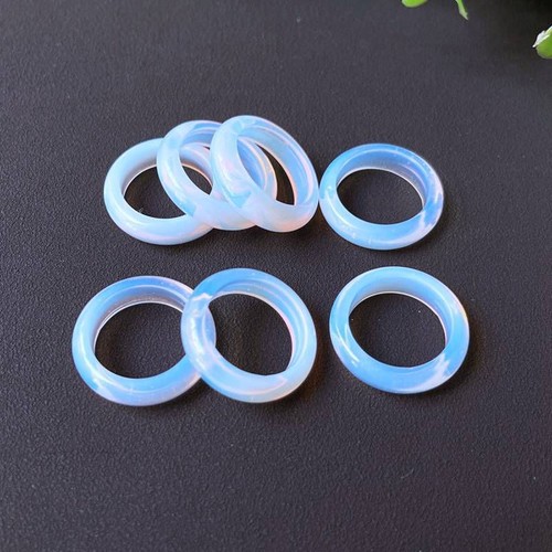 Natural Quartz Opal Crystal Agate Gem Ring Round Charm Rings Amulet Unisex Decor - Picture 11 of 15