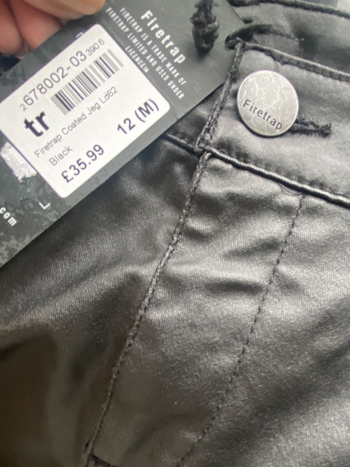 Firetrap black faux Leather Jeans Ladies Size 12 New With Tag BNWT eBay