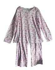 Ekouaer XXL PAJAMA SET Pink White Floral Cruise Year Round Long Sleeves