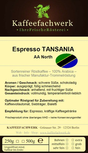 Single origin Espresso Tansania 2x500g ♥ Frisch geröstete Espresso Bohnen 1kg - Bild 2 von 5