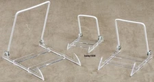Clear Acrylic Adjustable Display Stand Plate Bowl Book - COMBO- ONE EACH - S-M-L