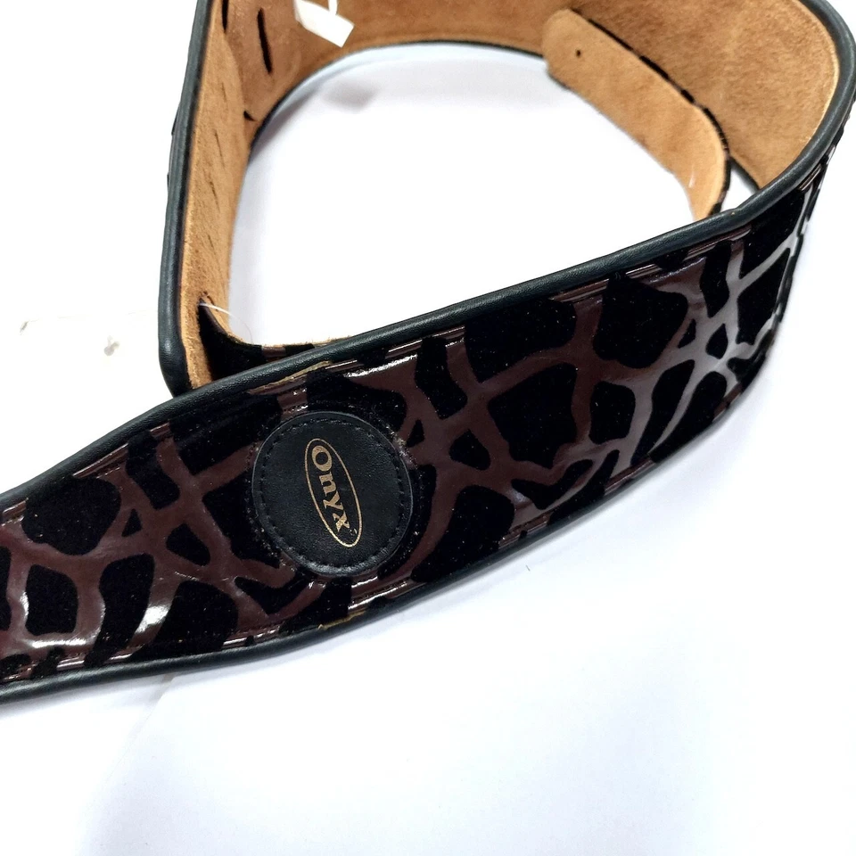 Onyx 0402BR Guitar Strap Leather Deep Maroon Gator Gloss - image 2 of 4