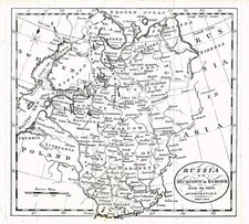 Original 1780 Ancient Map of Russia