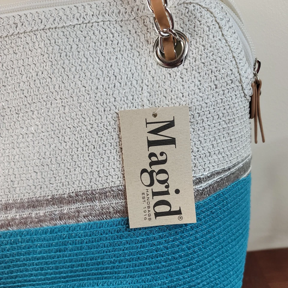 Cartera de paja de papel blanco plateado azul mágico de colección Rn 90894 Ps2 Foto 4 de 4