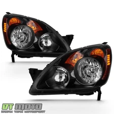 For 2005-2006 Honda CRV CR-V Headlights Headlamps JDM Black Style Left+Right Set