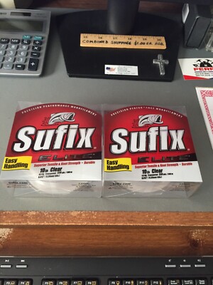 LOT OF 2 SUFIX EASY HANDLING ELITE 10 LB 330 YDS CLEAR FISHING LINE NIPS