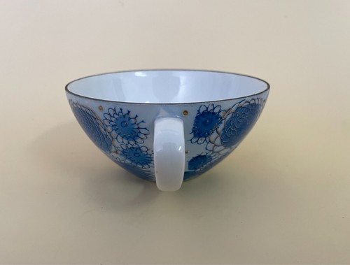 Fujita Kutani Shuho Blau Sandwich Tablett(e) Chrysantheme Pfingstrosen Teeservice Japan - Bild 10 von 17