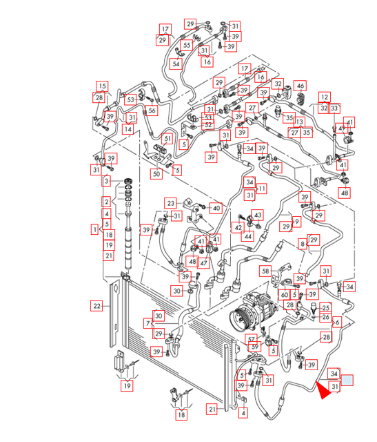 Genuine Audi Q7 Air Conditioning Con Refrigerant Pipe 7L6820750AG for