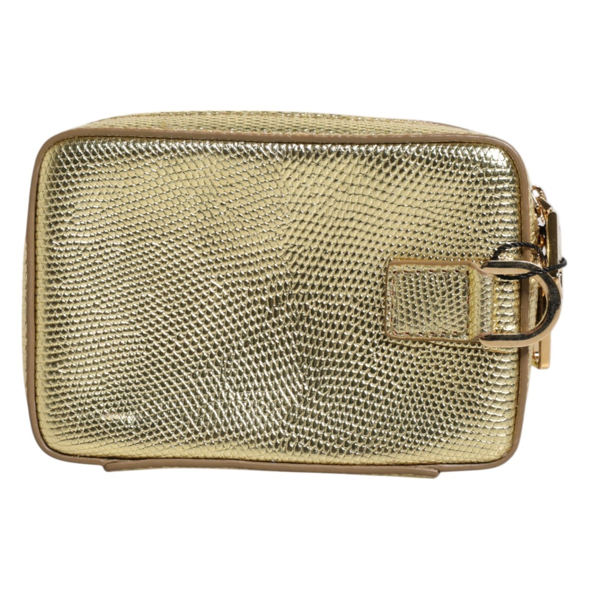 DOLCE & GABBANA Bag Gold Leather DG Logo Plaque Zip Around