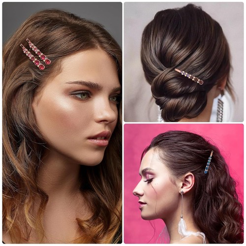 6 pz clip per capelli floreali cristallo metallo diamante spille bobby accessori per donna - Foto 7 di 7