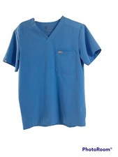 Figs Technical Collection Scrub Size XS Short Sleeve V Neck Medical Top Blue