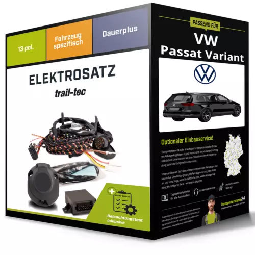 Elektrosatz 13-pol spezifisch für VW Passat Variant 11.2014-03.2024 trail-tec